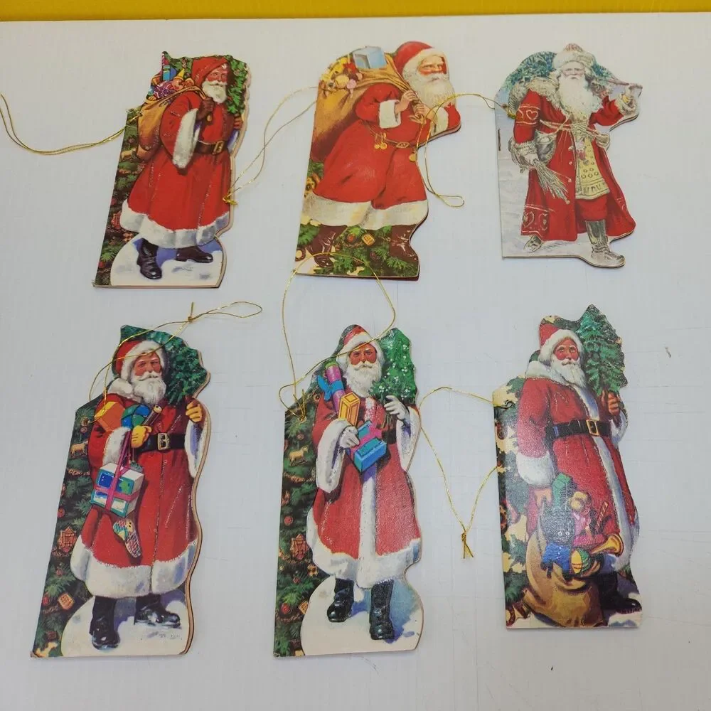 [lot 6] Vintage Santa Ornament Die Cut Cardboard Decoration Books Taiwan